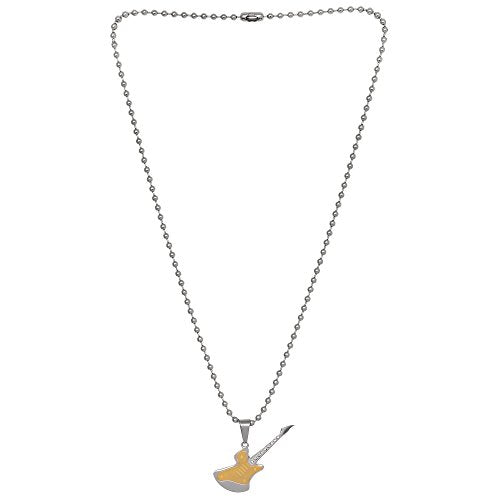 BeBold Music Gold Stainless Steel Fashion Guitar Pendant with Chain for Men Boys