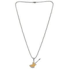 BeBold Music Gold Stainless Steel Fashion Guitar Pendant with Chain for Men Boys