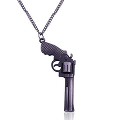 BeBold Military Black Stainless Steel Pistol Design Pendant with Chain for Men Boys