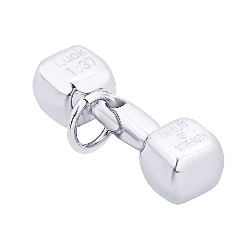 BeBold Fitness Silver Stainless Steel Fashion Dumbbell Pendant for Men Boys