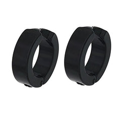 BeBold Non Pierced Black Stainless Steel Plain Fashion Bali Round Studs Earring for Men Boys