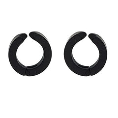 BeBold Non Pierced Black Stainless Steel Plain Fashion Bali Round Studs Earring for Men Boys