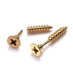 BeBold Piercing Gold Stainless Steel Screw Design Fashion Bali Round Studs Earring for Men Boys