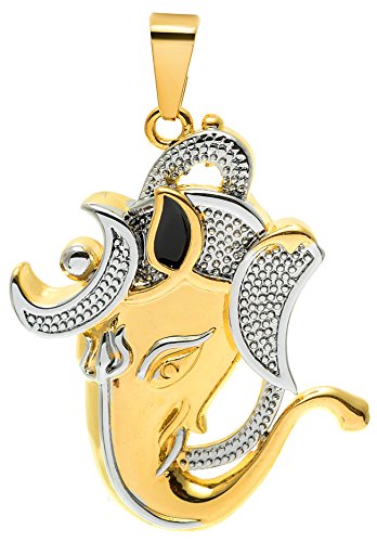 BeBold Religious Gold Stainless Steel Trishul God Ganesha Pendant for Men Boys